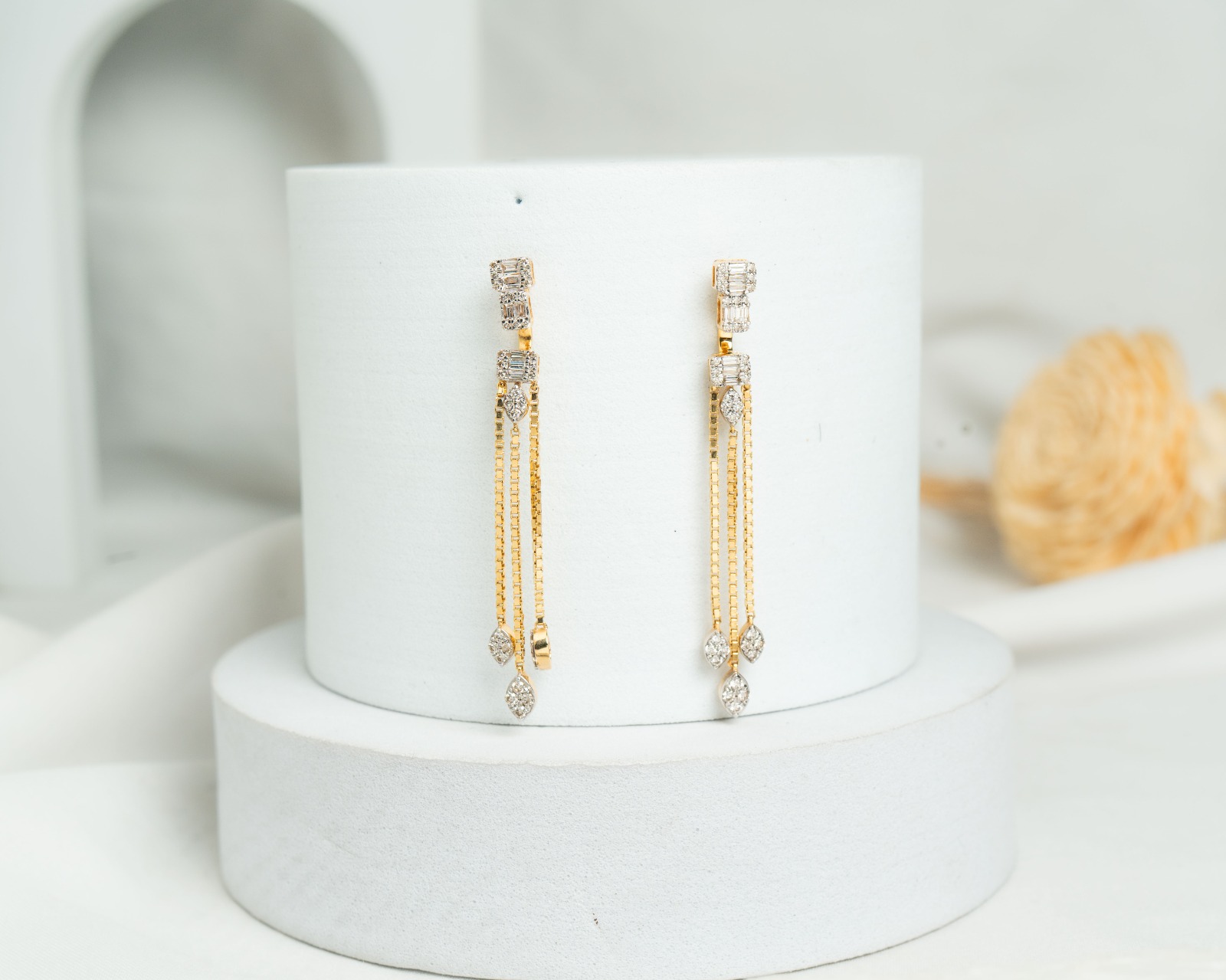 The Lyra Baguette & Tassel Diamond Dangles